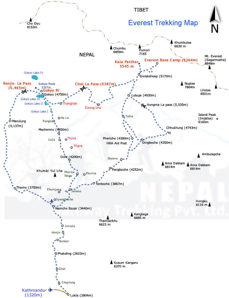 Everest Base camp trekking Route Map